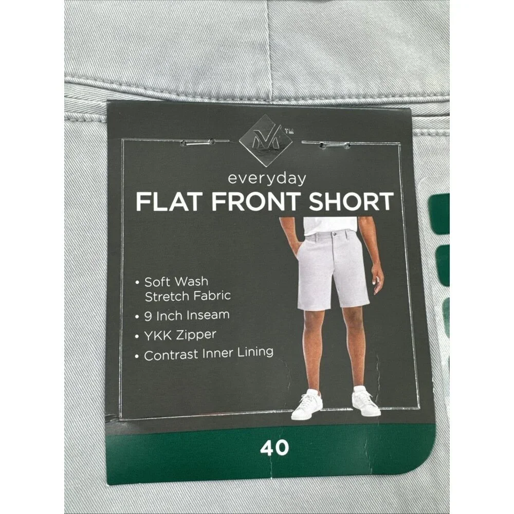 Members Mark Shorts Mens 40 Gray Chino Everyday Stretch Flat Front Travel 9